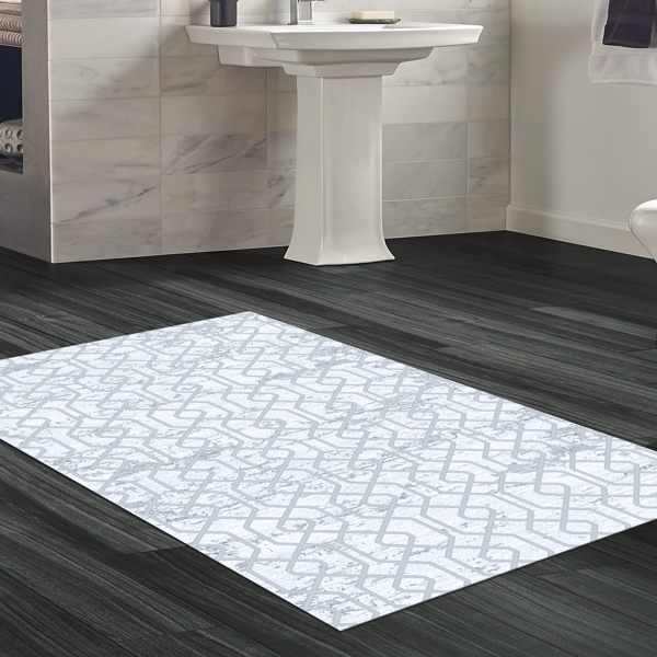 Dekoreko Kaymaz Taban Djt Banyo Halısı Star Pamuk Modern 757 Mavi - Image 1