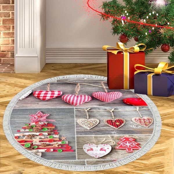 Alanur Home Yılbaşına Özel Pamuk Dijital Yıkanabilir Yuvarlak Halı Chr14M Gri - Image 1