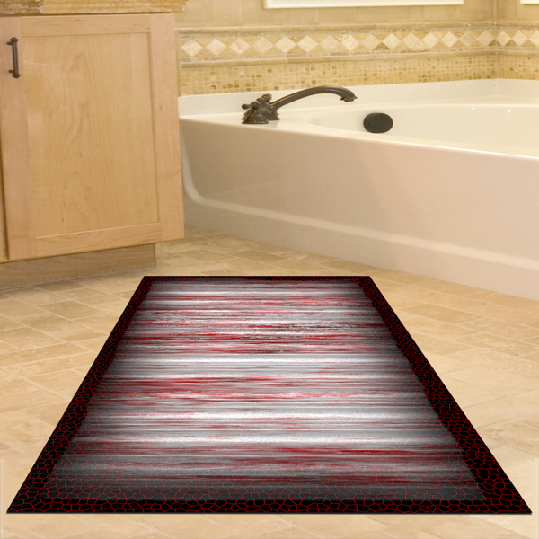 Dekoreko Kaymaz Taban Djt Banyo Halısı Star Pamuk Modern 1693 Siyah Bordo - Image 1
