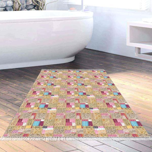 Dekoreko Kaymaz Taban Djt Banyo Halısı Star Pamuk Saçaklı Modern 2155M Renkli - Image 1