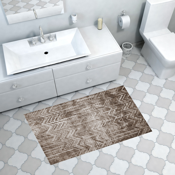 Dekoreko Kaymaz Taban Djt Banyo Halısı Trend İskandinav F5083 Antrasit - Image 1