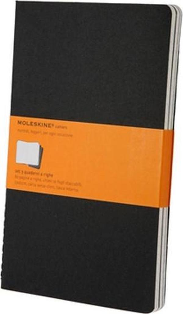Moleskine Cahier Büyük Boy 3'lü Çizgili Defter Siyah - Image 1