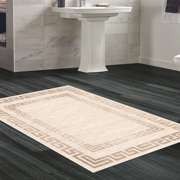 Dekoreko Kaymaz Taban Djt Banyo Halısı Trend Modern F5036 Bej - Image 1