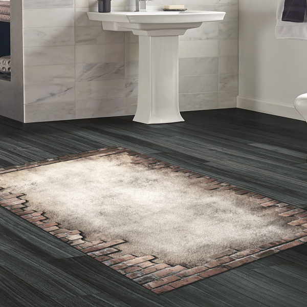Dekoreko Kaymaz Taban Djt Banyo Halısı Star Pamuk Modern F5049 Gri - Image 1