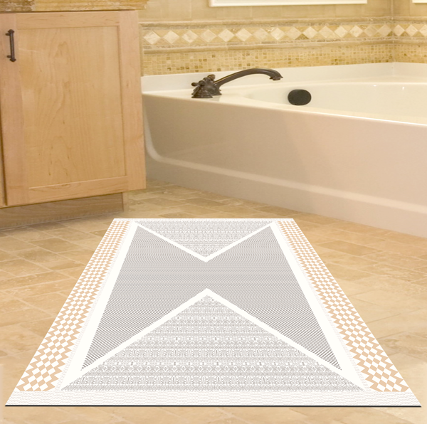 Dekoreko Kaymaz Taban Djt Banyo Halısı Yıldız Deri Modern P1526 Krem - Image 1
