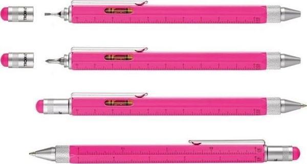 Troika Construction Su Terazili Cetvelli Stylus Tükenmezkalem Pembe PIP20/NP - Image 1