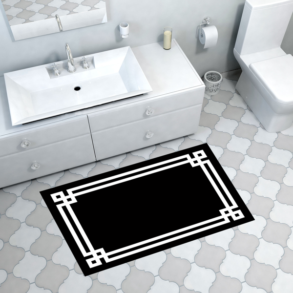 Dekoreko Kaymaz Taban Djt Banyo Halısı Trend Modern 1669 Siyah - Image 1