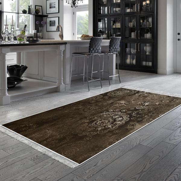 Dekoreko Kaymaz Taban Djt Mutfak Halısı Star Pamuk Saçaklı Modern 1999 Kahve - Image 1