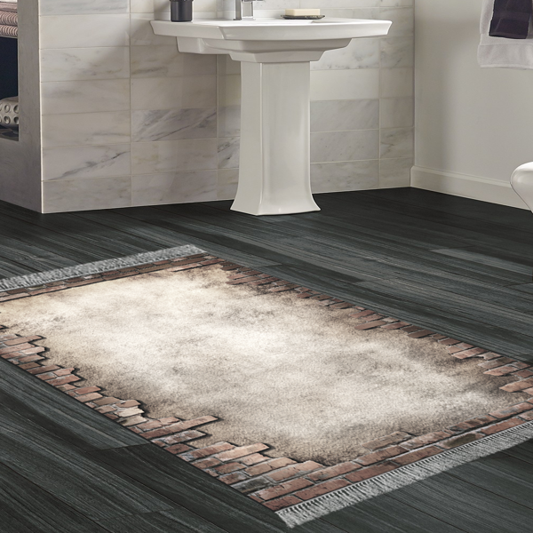Dekoreko Kaymaz Taban Djt Banyo Halısı Star Pamuk Saçaklı Modern F5049 Gri - Image 1