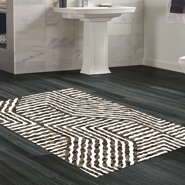 Dekoreko Kaymaz Taban Djt Banyo Halısı Star Pamuk Modern 713 Kahve - Image 1