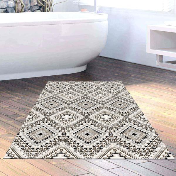 Dekoreko Kaymaz Taban Djt Banyo Halısı Yıldız Deri İskandinav 1931 Kahve Krem - Image 1