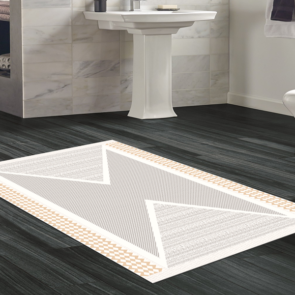 Dekoreko Kaymaz Taban Djt Banyo Halısı Star Pamuk Modern P1526 Krem - Image 1