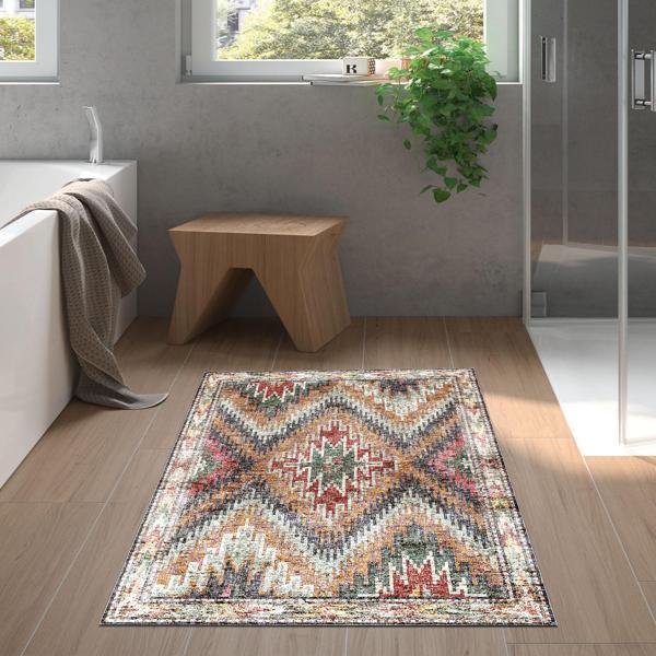 Dekoreko Kaymaz Taban Djt Banyo Halısı Trend İskandinav F5003 Renkli - Image 1