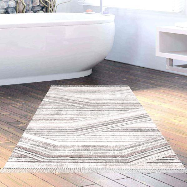 Dekoreko Kaymaz Taban Djt Banyo Halısı Trend Saçaklı Modern 1252 Antrasit - Image 1
