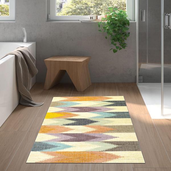 Dekoreko Kaymaz Taban Djt Banyo Halısı Trend Modern 629M Renkli - Image 1