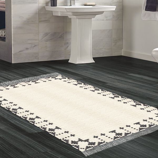 Dekoreko Kaymaz Taban Djt Banyo Halısı Trend Saçaklı Modern 1945 Bej - Image 1