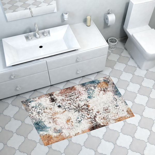Dekoreko Kaymaz Taban Djt Banyo Halısı Trend Modern 609M Renkli - Image 1