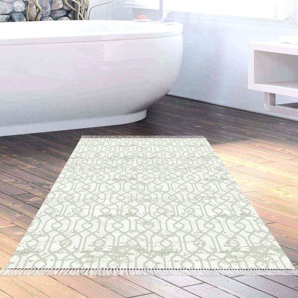 Dekoreko Kaymaz Taban Djt Banyo Halısı Trend Saçaklı Modern 757 Vizon - Image 1