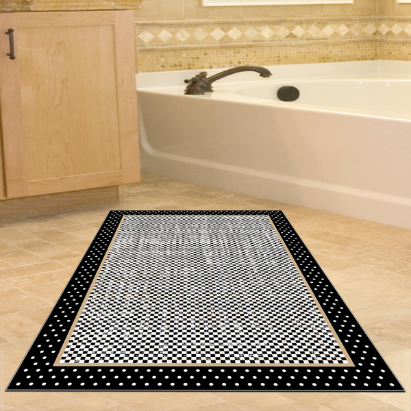 Dekoreko Kaymaz Taban Djt Banyo Halısı Yıldız Deri Modern 604M Siyah - Image 1