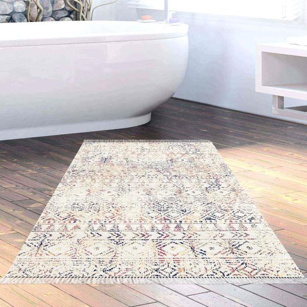 Dekoreko Kaymaz Taban Djt Banyo Halısı Trend Saçaklı İskandinav F5139 Bej - Image 1
