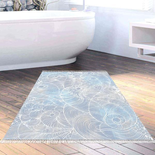 Dekoreko Kaymaz Taban Djt Banyo Halısı Star Pamuk Saçaklı Modern 1303 Lila - Image 1