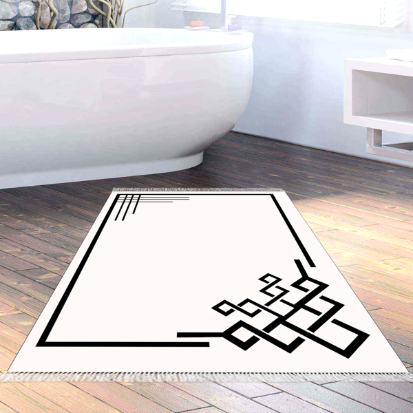 Dekoreko Kaymaz Taban Djt Banyo Halısı Trend Saçaklı Modern 1919 Krem - Image 1