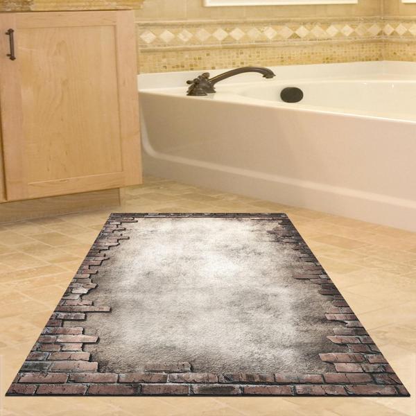 Dekoreko Kaymaz Taban Djt Banyo Halısı Yıldız Deri Modern F5049 Gri - Image 1