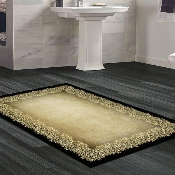 Dekoreko Kaymaz Taban Djt Banyo Halısı Yıldız Deri Modern 1674 Gri - Image 1