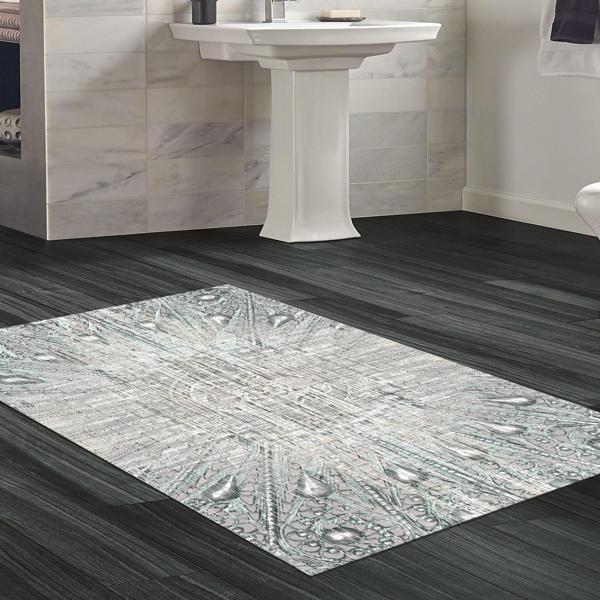 Dekoreko Kaymaz Taban Djt Banyo Halısı Star Pamuk Modern 743 Pudra - Image 1