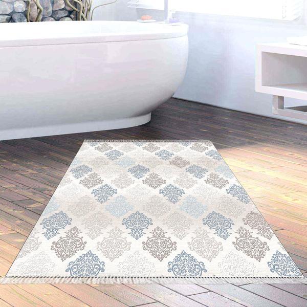 Dekoreko Kaymaz Taban Djt Banyo Halısı Trend Saçaklı Modern 674M Bej - Image 1