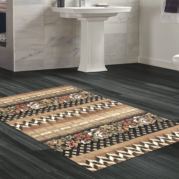 Dekoreko Kaymaz Taban Djt Banyo Halısı Yıldız Deri Modern Mu127 Kahve - Image 1