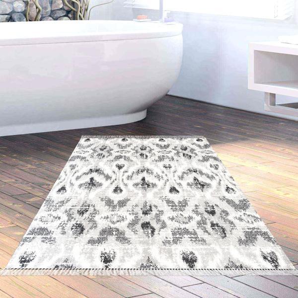 Dekoreko Kaymaz Taban Djt Banyo Halısı Trend Saçaklı İskandinav F5136 Gri - Image 1