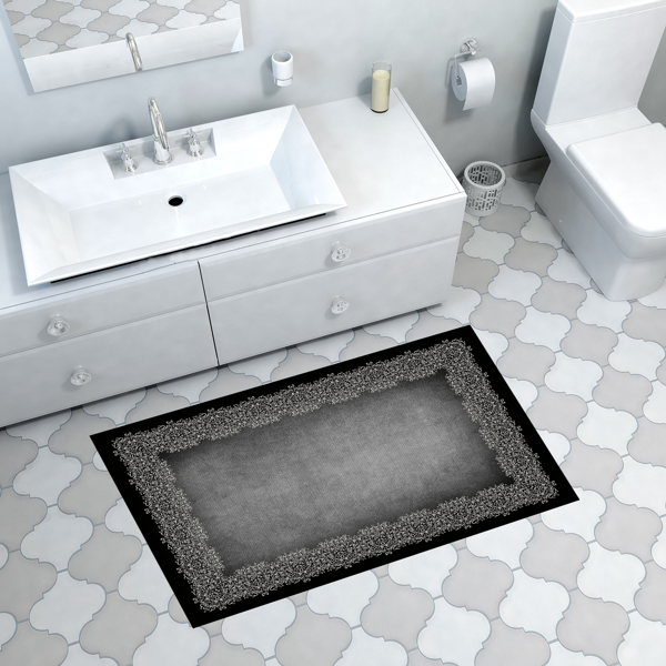 Dekoreko Kaymaz Taban Djt Banyo Halısı Star Pamuk Modern 1674 Kahve - Image 1