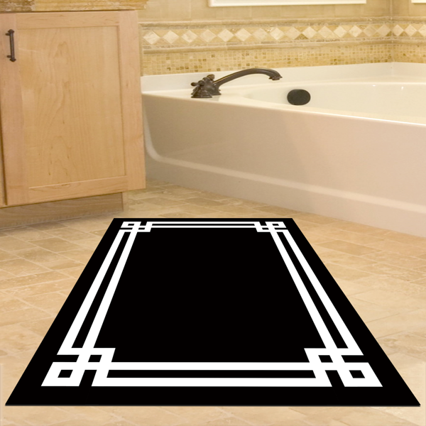 Dekoreko Kaymaz Taban Djt Banyo Halısı Yıldız Deri Modern 1669 Siyah - Image 1