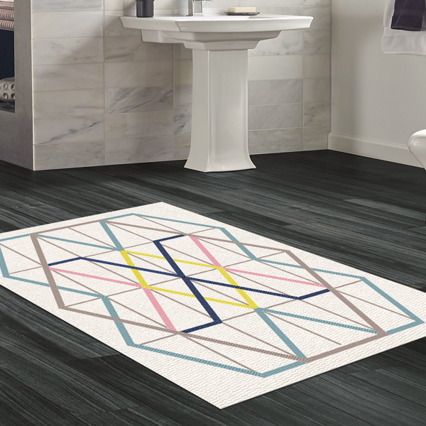 Dekoreko Kaymaz Taban Djt Banyo Halısı Trend Modern P1525 Renkli - Image 1