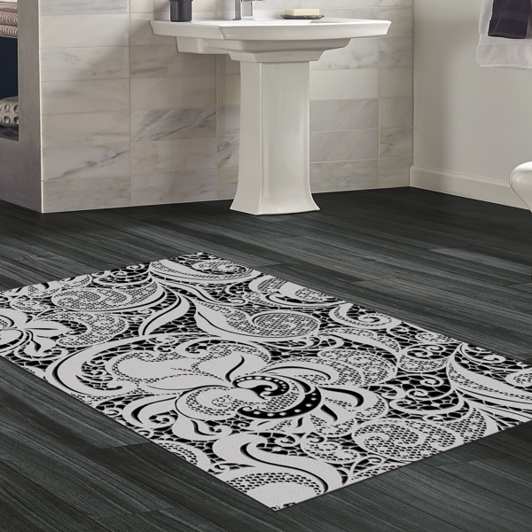 Dekoreko Kaymaz Taban Djt Banyo Halısı Yıldız Deri Modern Mu145 Gri - Image 1