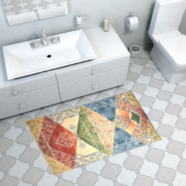 Dekoreko Kaymaz Taban Djt Banyo Halısı Star Pamuk İskandinav S5047 Renkli - Image 1