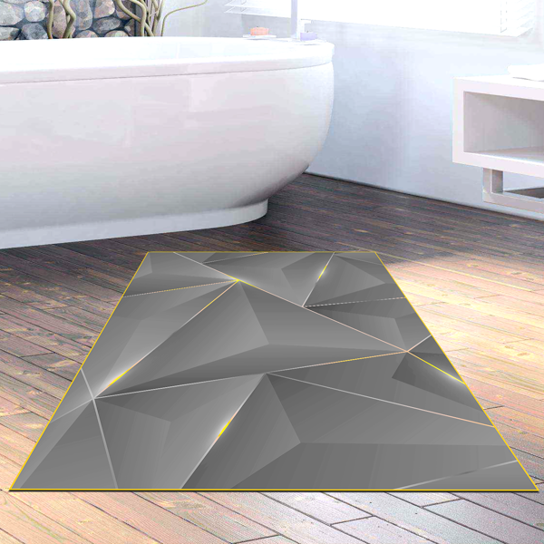 Dekoreko Kaymaz Taban Djt Banyo Halısı Yıldız Deri Modern F5005 Gold Siyah - Image 1