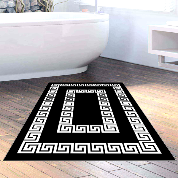 Dekoreko Kaymaz Taban Djt Banyo Halısı Trend Modern 650M Siyah - Image 1