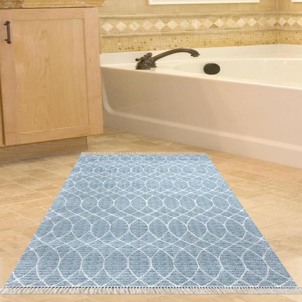 Dekoreko Kaymaz Taban Djt Banyo Halısı Trend Saçaklı İskandinav F5084 Gri - Image 1