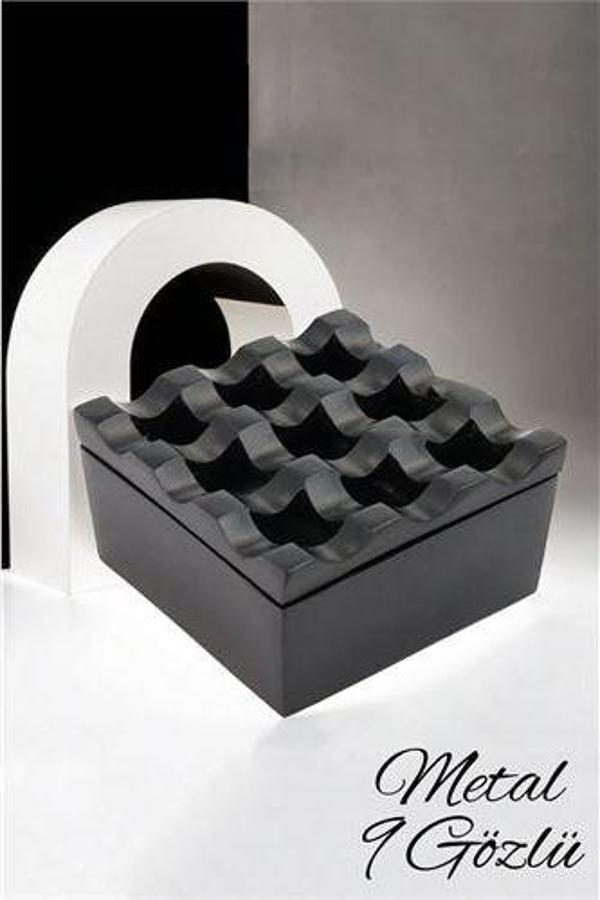 Findit Rexite Siyah Metal 9 Gözlü Kül Tablası - Image 1