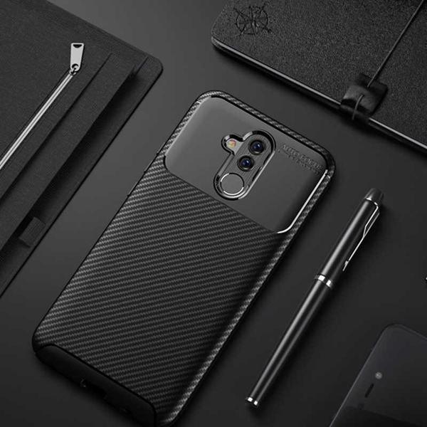 Huawei Mate 20 Lite Kılıf Darbe Emici Uzun Ömürlü Parmak İzi Yapmaz Karbon Tasarım Negro Kılıf - Image 1
