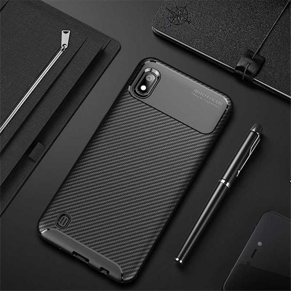 Samsung Galaxy A10 Kılıf Darbe Emici Uzun Ömürlü Parmak İzi Yapmaz Karbon Tasarım Negro Kılıf - Image 1