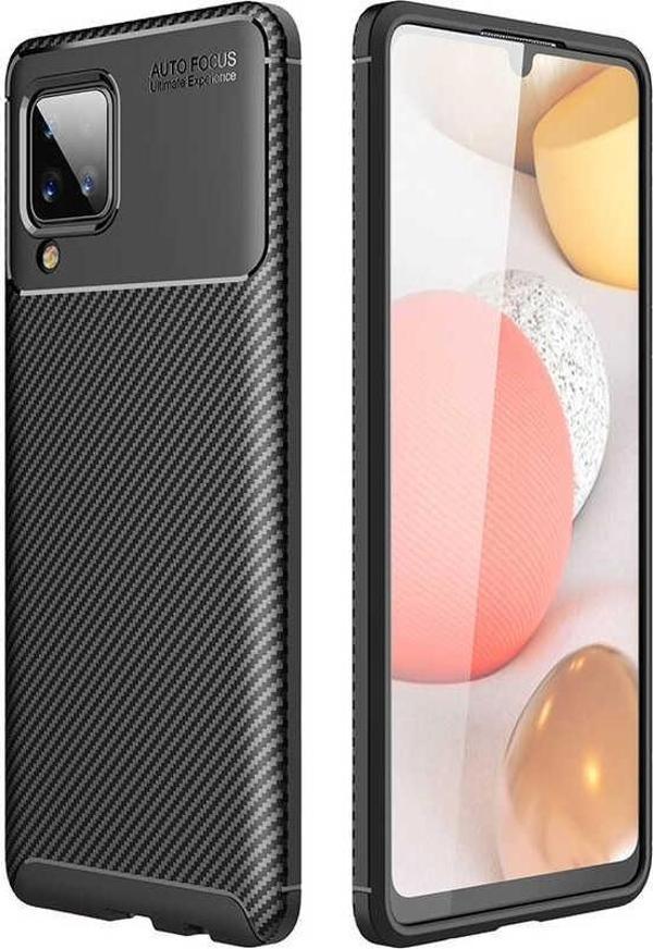 Samsung Galaxy A12 Kılıf Darbe Emici Uzun Ömürlü Parmak İzi Yapmaz Karbon Tasarım Negro Kılıf - Image 1