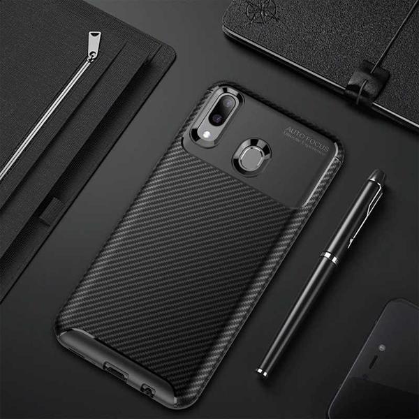Samsung Galaxy M20 Kılıf Darbe Emici Uzun Ömürlü Parmak İzi Yapmaz Karbon Tasarım Negro Kılıf - Image 1