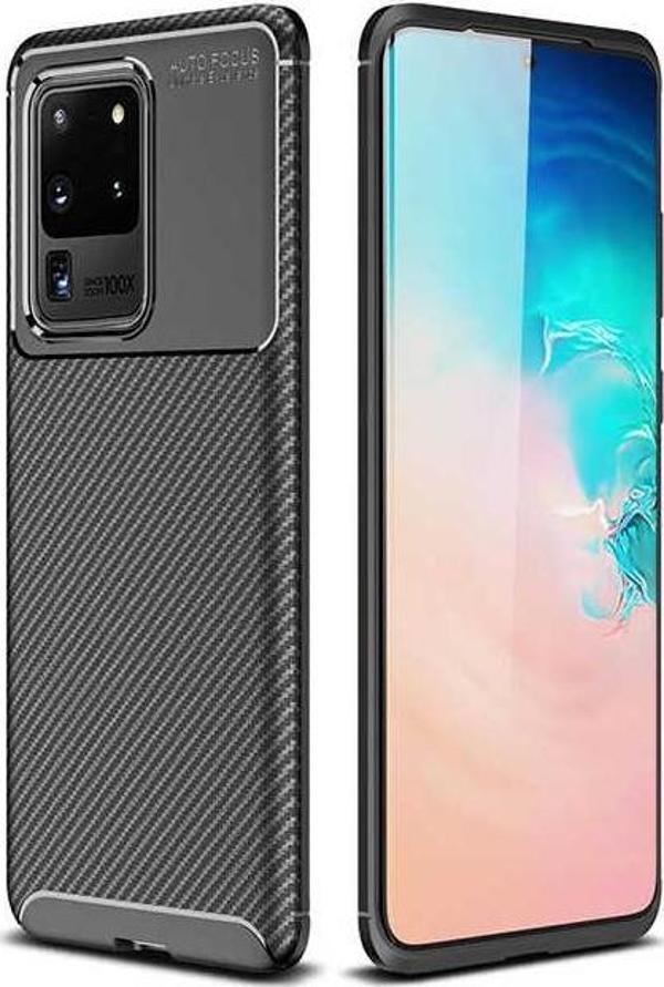 Samsung Galaxy S20 Ultra Kılıf Darbe Emici Uzun Ömürlü Parmak İzi Yapmaz Karbon Tasarım Negro Kılıf - Image 1
