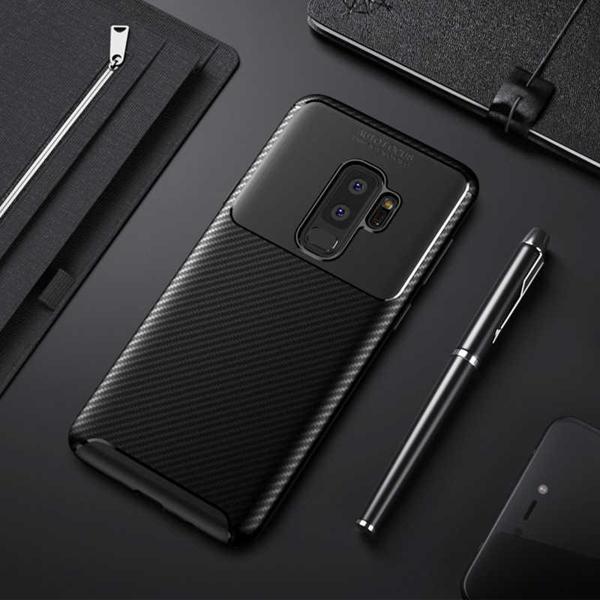 Samsung Galaxy S9 Plus Kılıf Darbe Emici Uzun Ömürlü Parmak İzi Yapmaz Karbon Tasarım Negro Kılıf - Image 1
