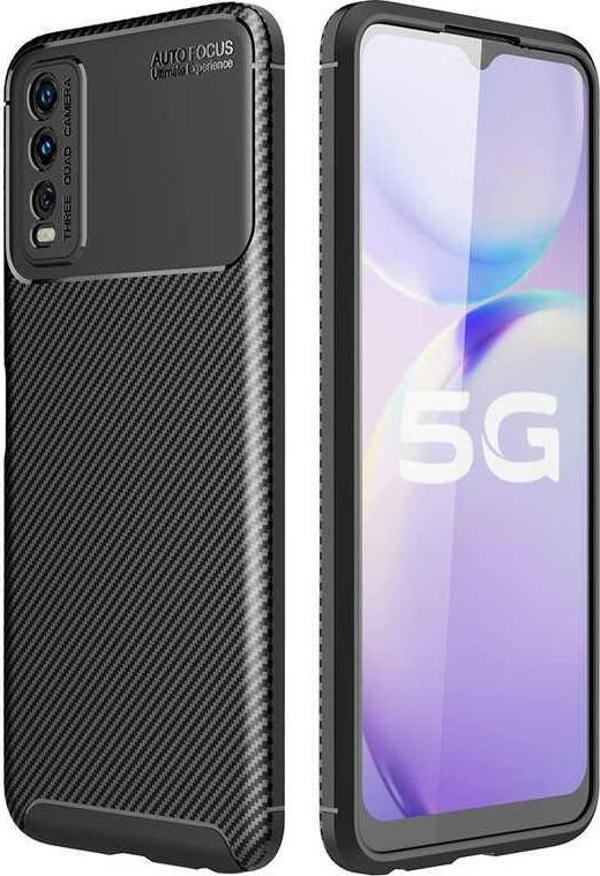 Vivo Y20 Kılıf Darbe Emici Uzun Ömürlü Parmak İzi Yapmaz Karbon Tasarım Negro Kılıf - Image 1