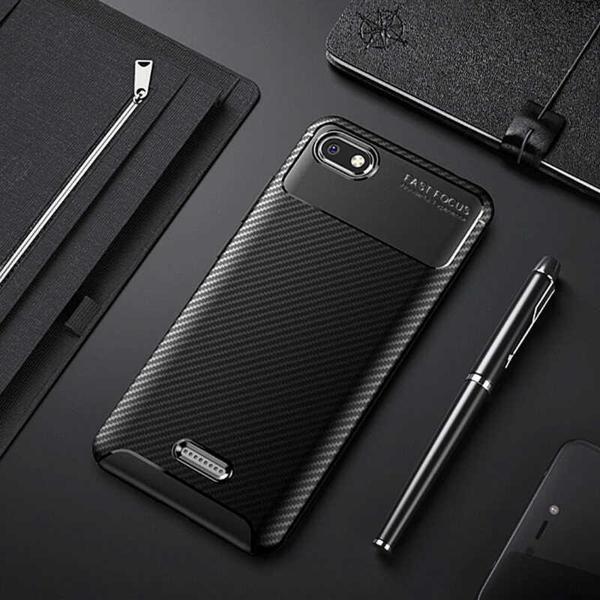 Xiaomi Redmi 6A Kılıf Darbe Emici Uzun Ömürlü Parmak İzi Yapmaz Karbon Tasarım Negro Kılıf - Image 1