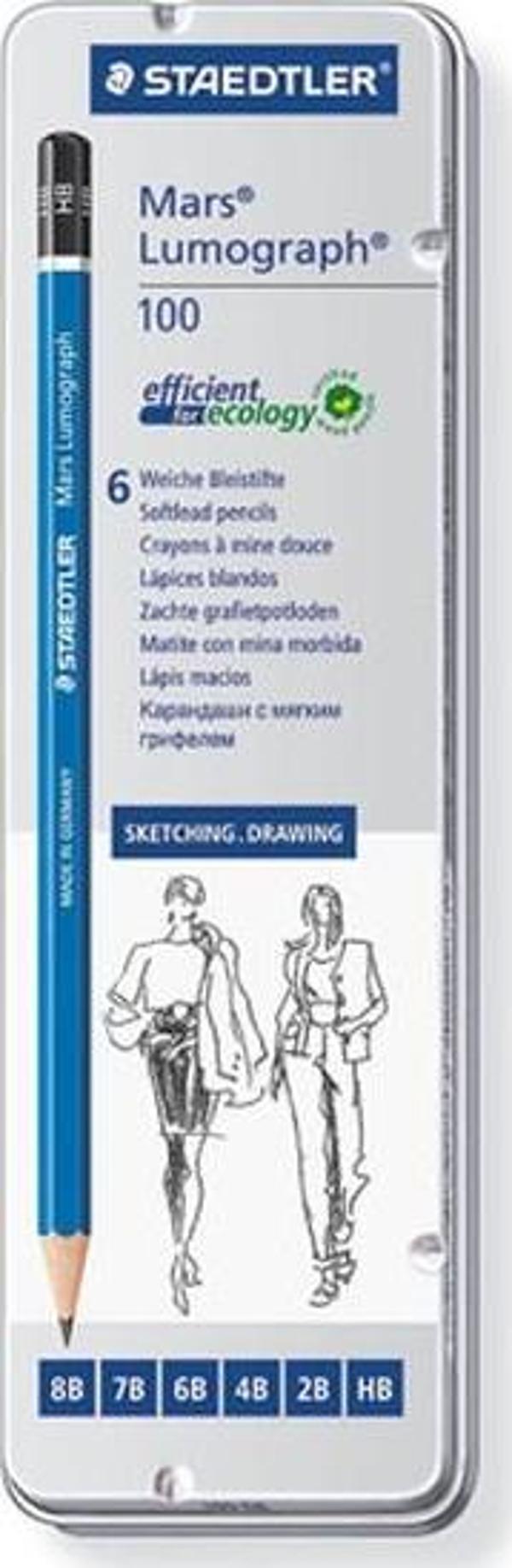 Staedtler Mars 6'lı Metal Kutu Kurşun Kalem Seti - Image 1